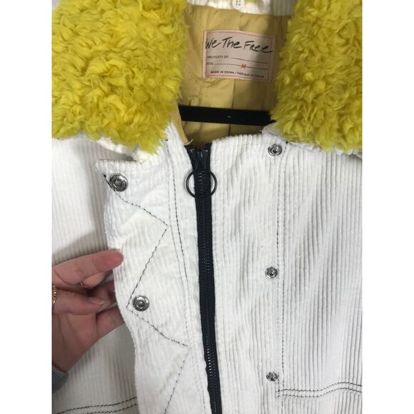 Free People We the Free Lust for Life Corduroy Oversized Jacket Ivory Fur Cold - Picture 12 of 16